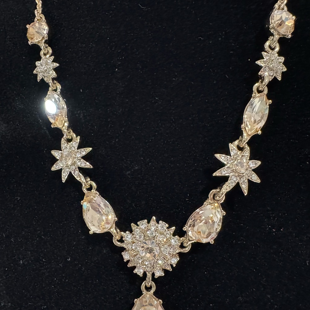 Marchesa Gold and Crystal Pear Drop Necklace